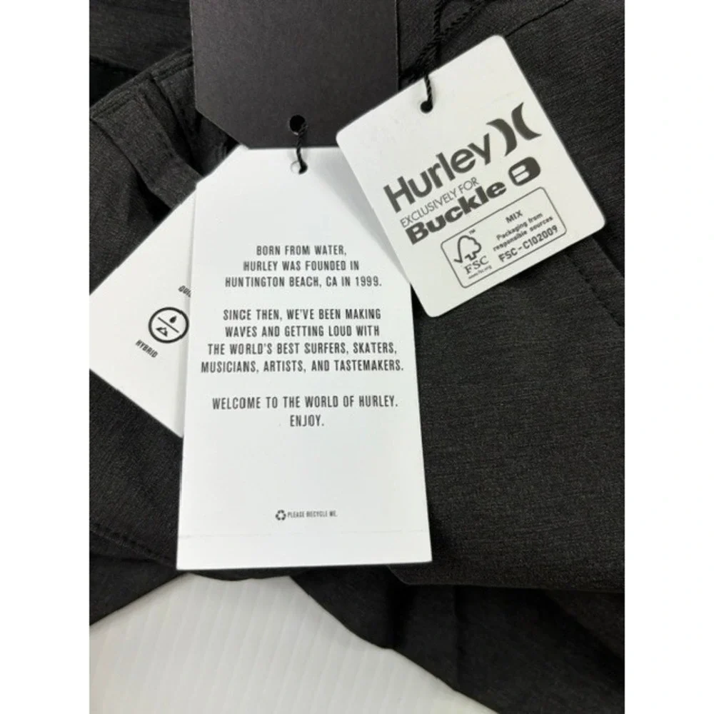 Hurley Shorts Mens 33 Phantom Static Walkshorts Black Grey Stretch Gorpcore